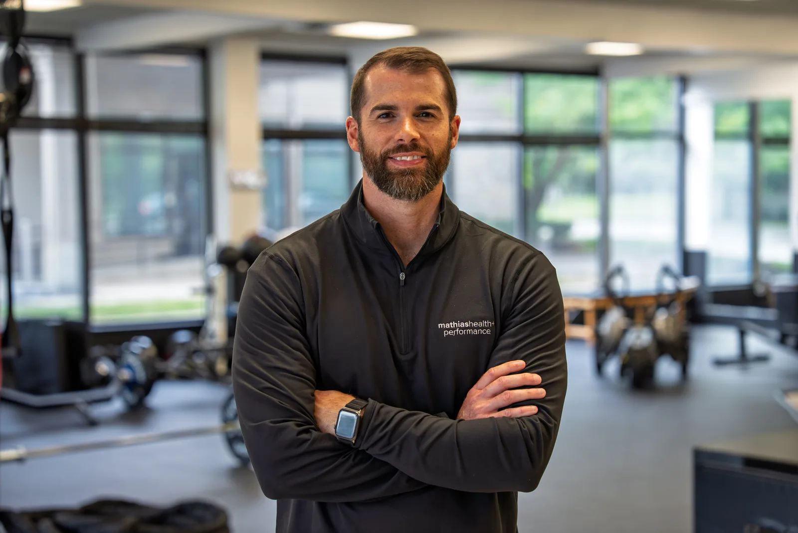 Dr. Mathias in the weight room