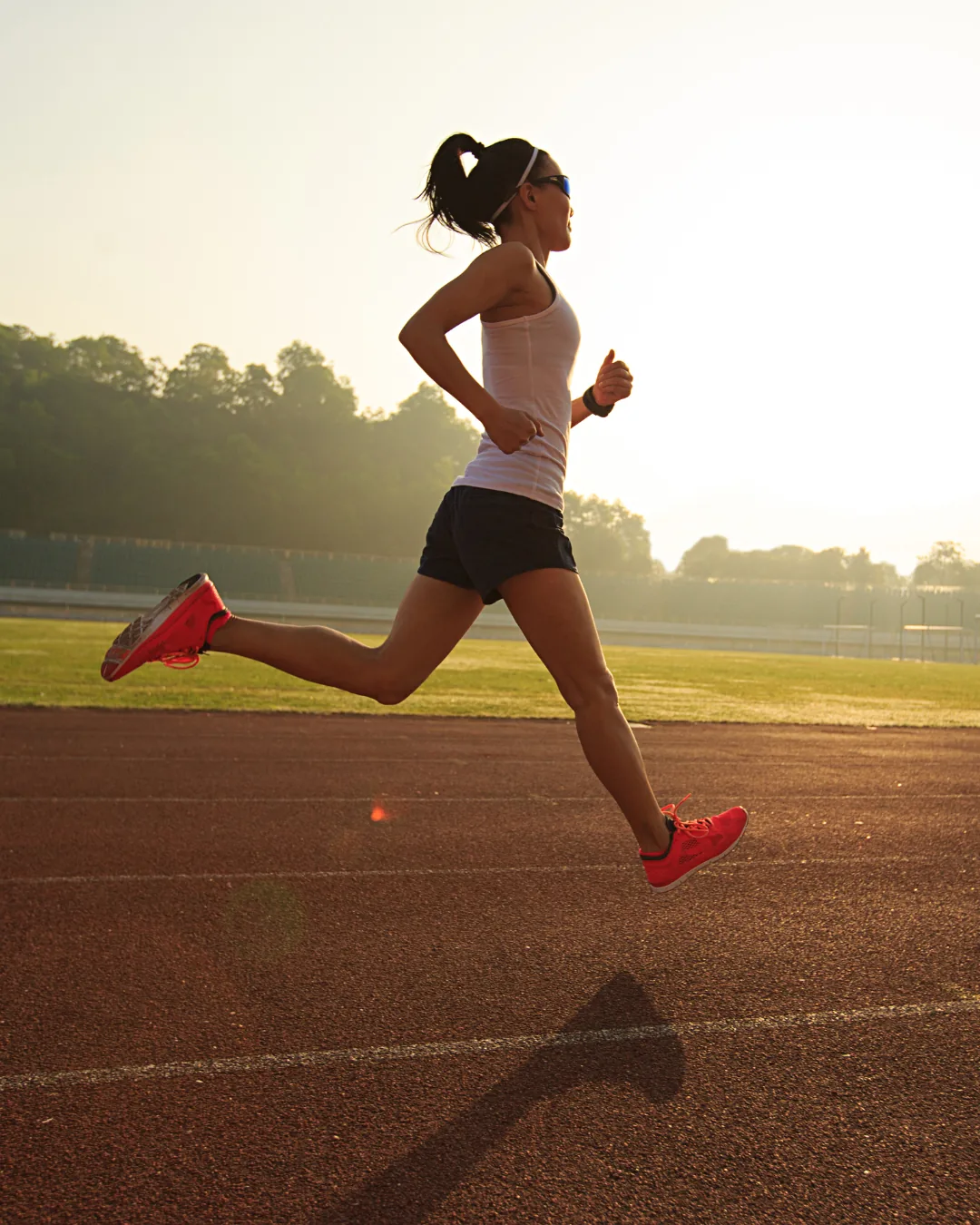 Runner mid-stride outdoors